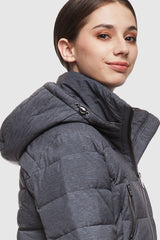 Orolay Slant Pocket Zip up Puffer Down Coat women #color_darkgray