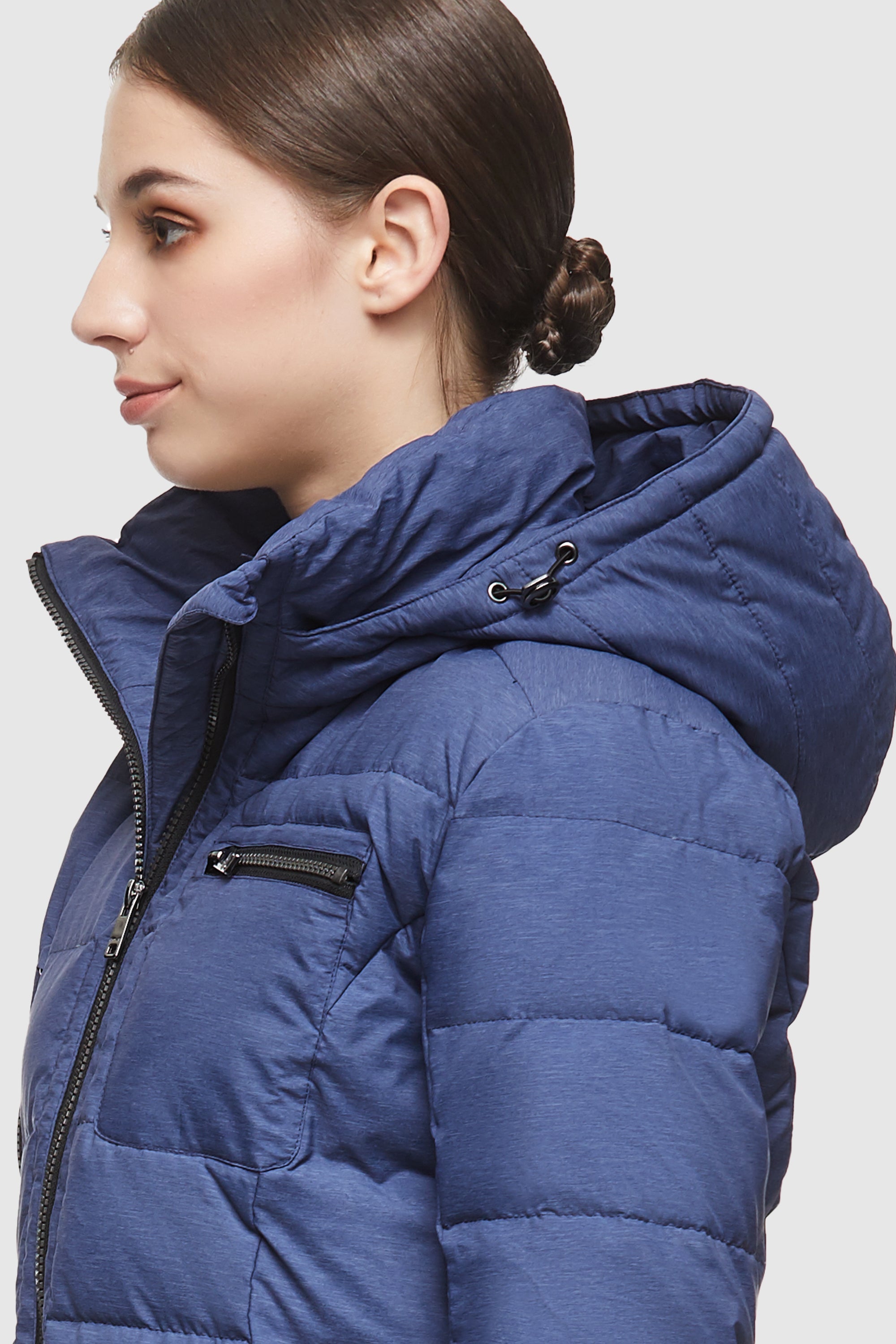 Orolay Slant Pocket Zip up Puffer Down Coat women #color_Blue