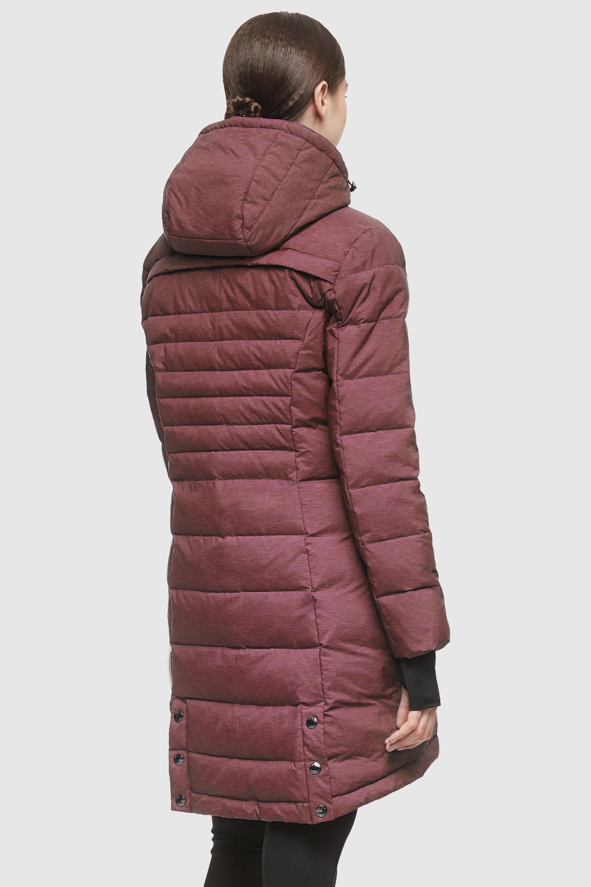 Orolay Slant Pocket Zip up Puffer Down Coat women #color_wine red