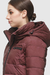 Orolay Slant Pocket Zip up Puffer Down Coat women #color_wine red