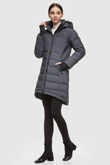 Orolay Slant Pocket Zip up Puffer Down Coat women #color_darkgray
