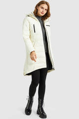 Orolay Slant Pocket Zip up Puffer Down Coat women #color_Off-white