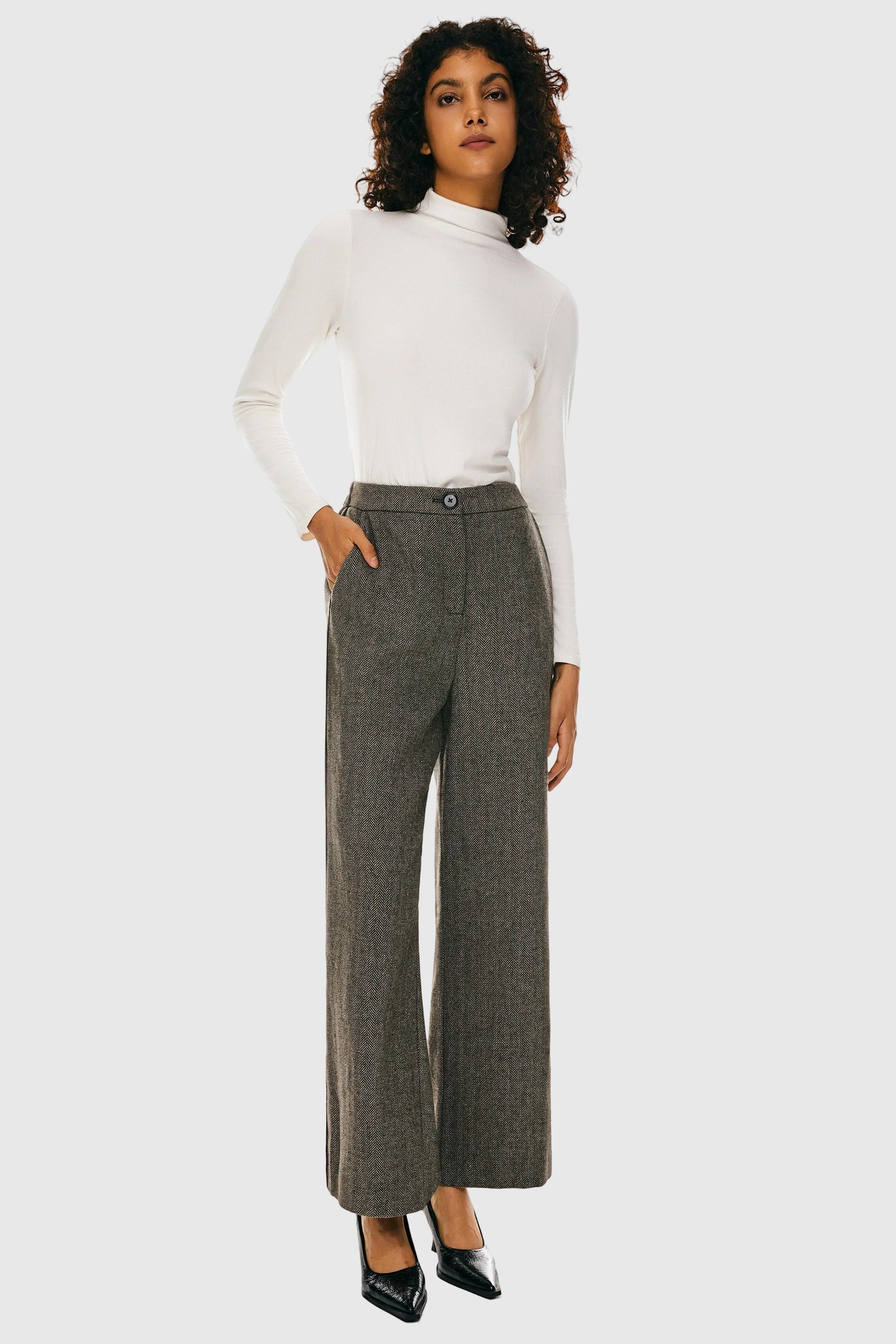 Straight Leg Dress Pants from Orolay - #color_Brown stripes