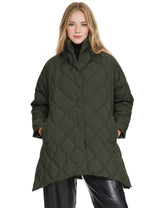 Orolay Oversized Quilted Puffer Jacket Lightweight with Pockets #color_green