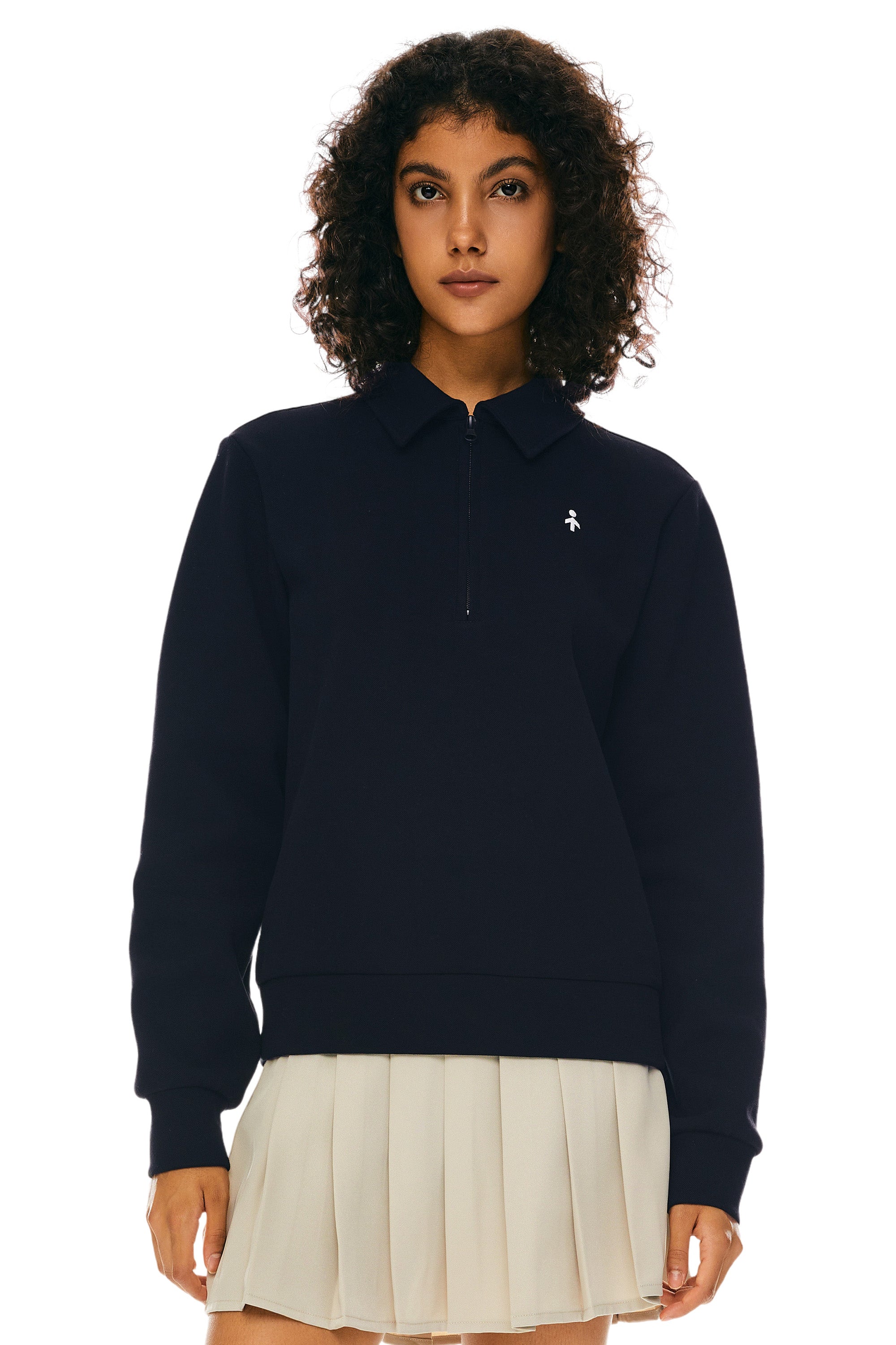 Long Sleeve Polo Sweatshirt Half Zip #color_navy