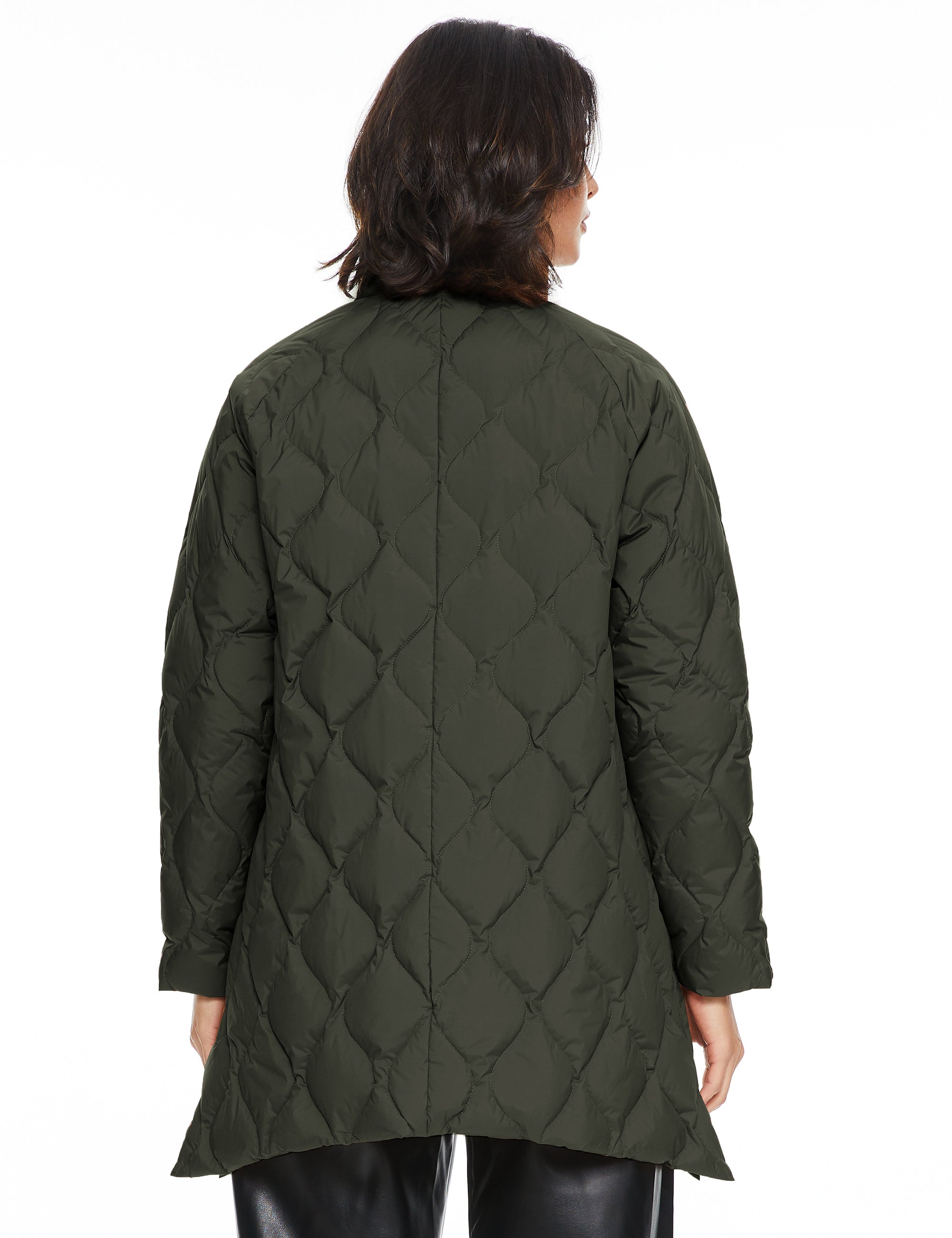 Orolay Oversized Quilted Puffer Jacket Lightweight with Pockets #color_green