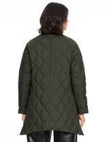Orolay Oversized Quilted Puffer Jacket Lightweight with Pockets #color_green