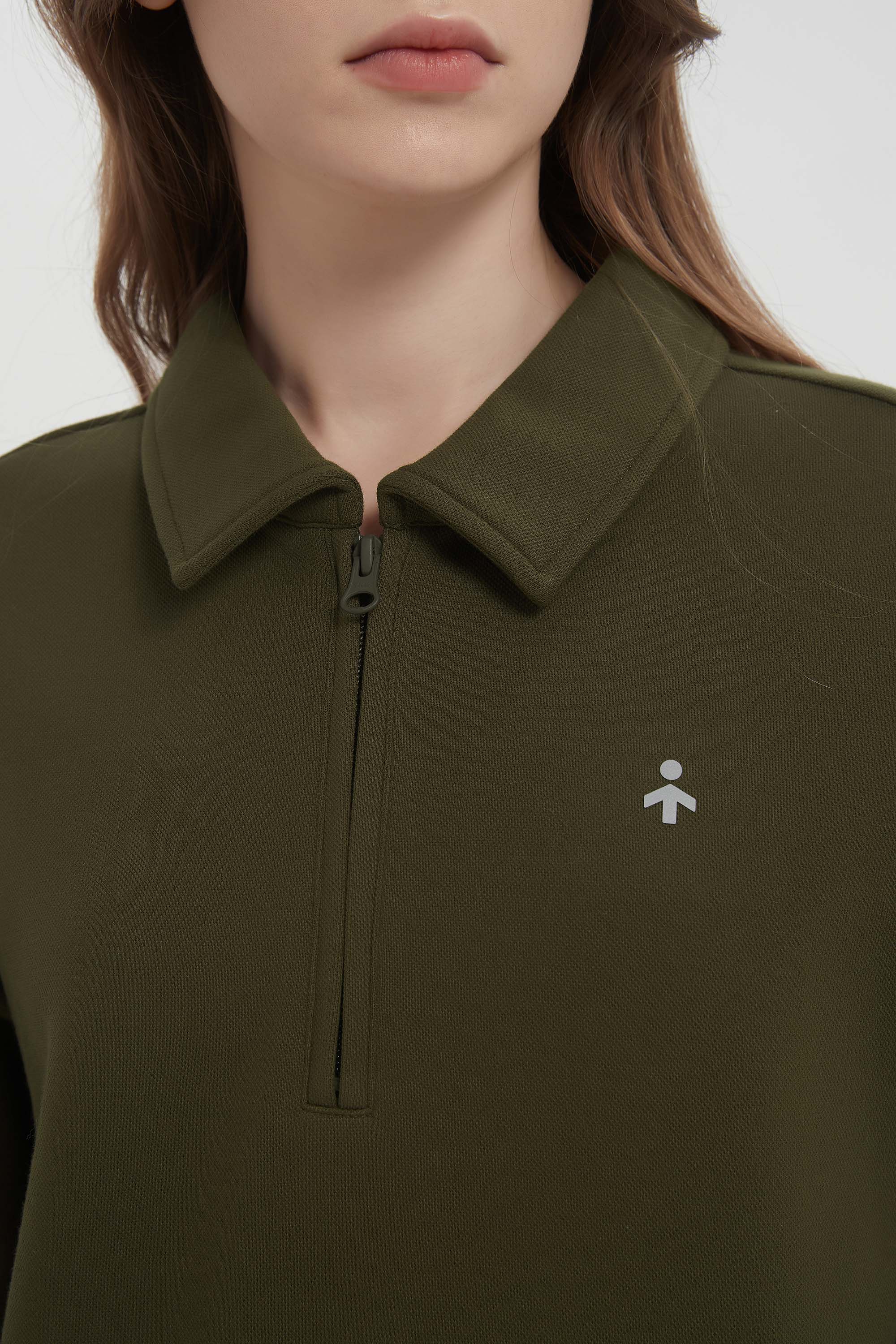 Long Sleeve Polo Sweatshirt Half Zip #color_dark green