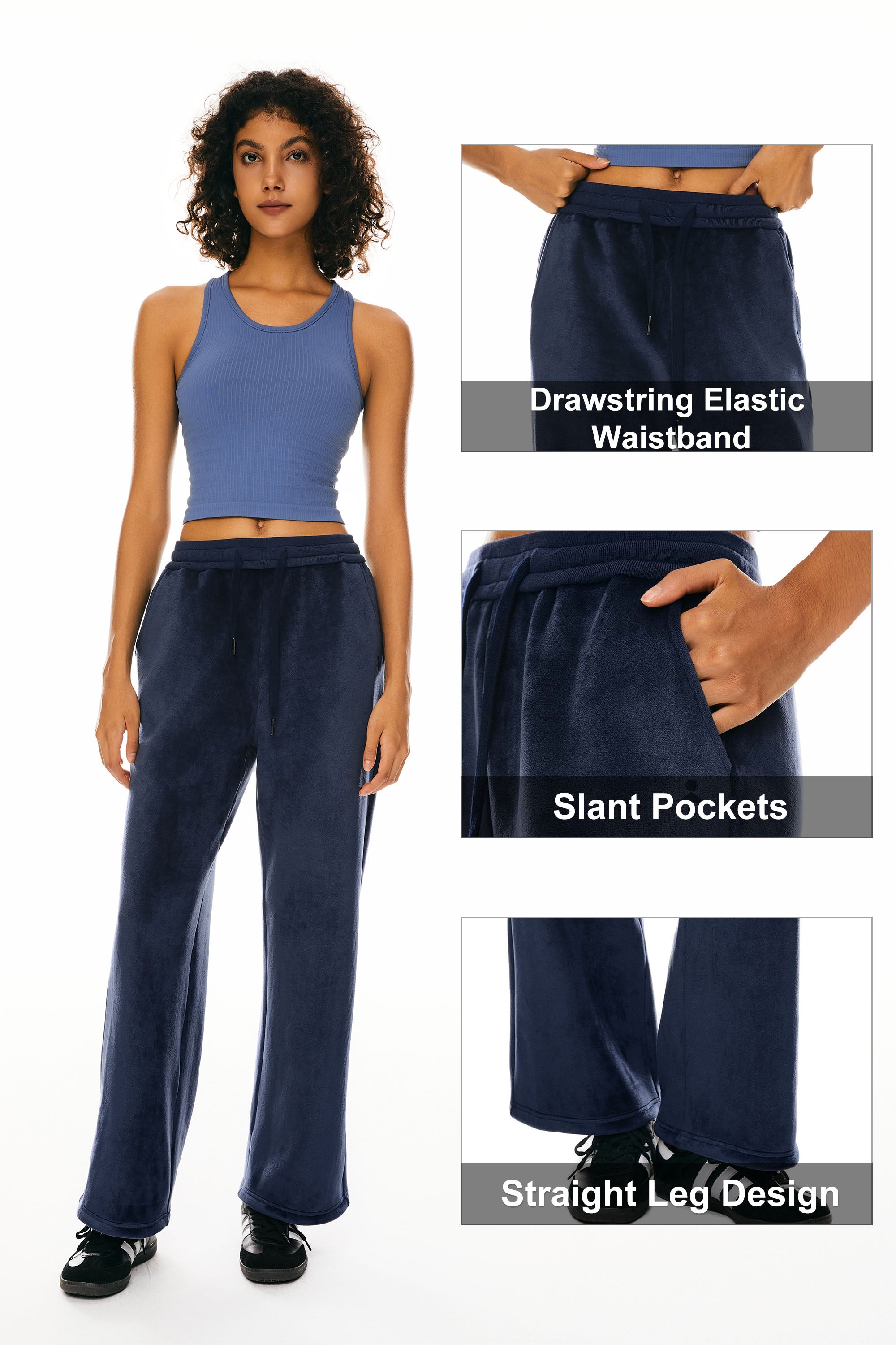 Orolay Fleece Straight Leg Sweatpants #color_navy