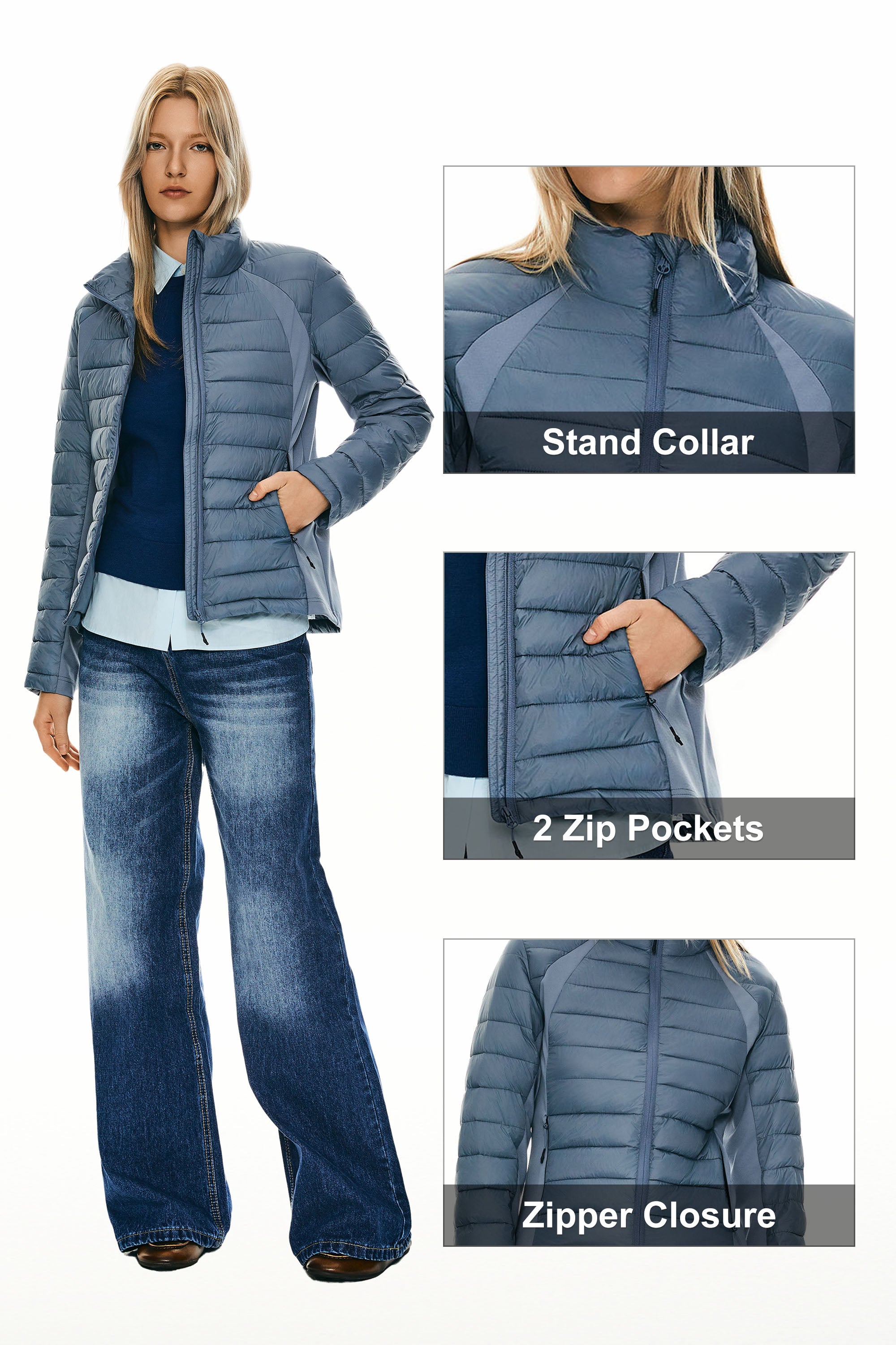 Orolay Lightweight Insulated Quilted Puffer Coats Breathable #color_blue