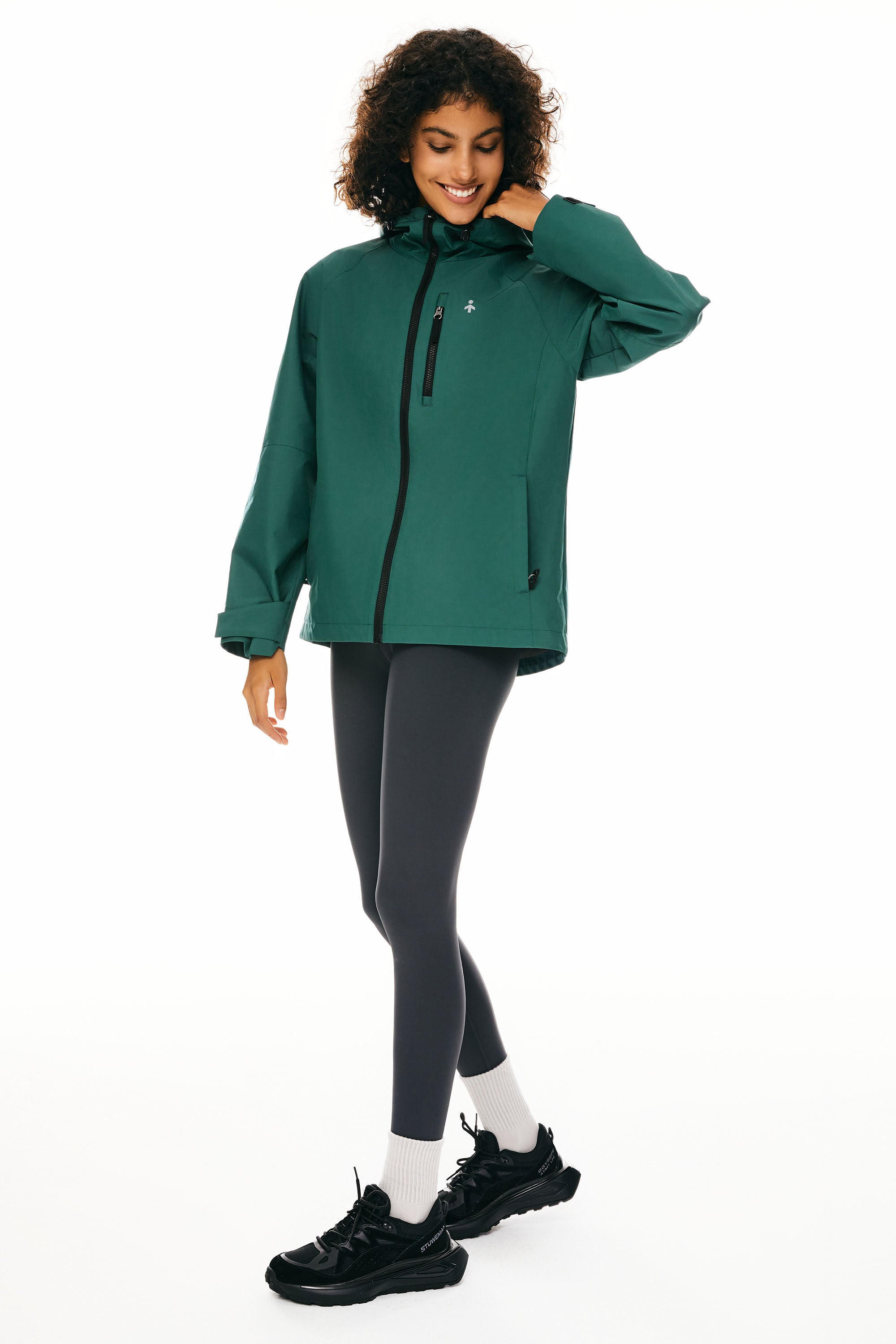 OROLAY Zip Up Rain Jacket Lightweight Hooded Windbreaker #color_green