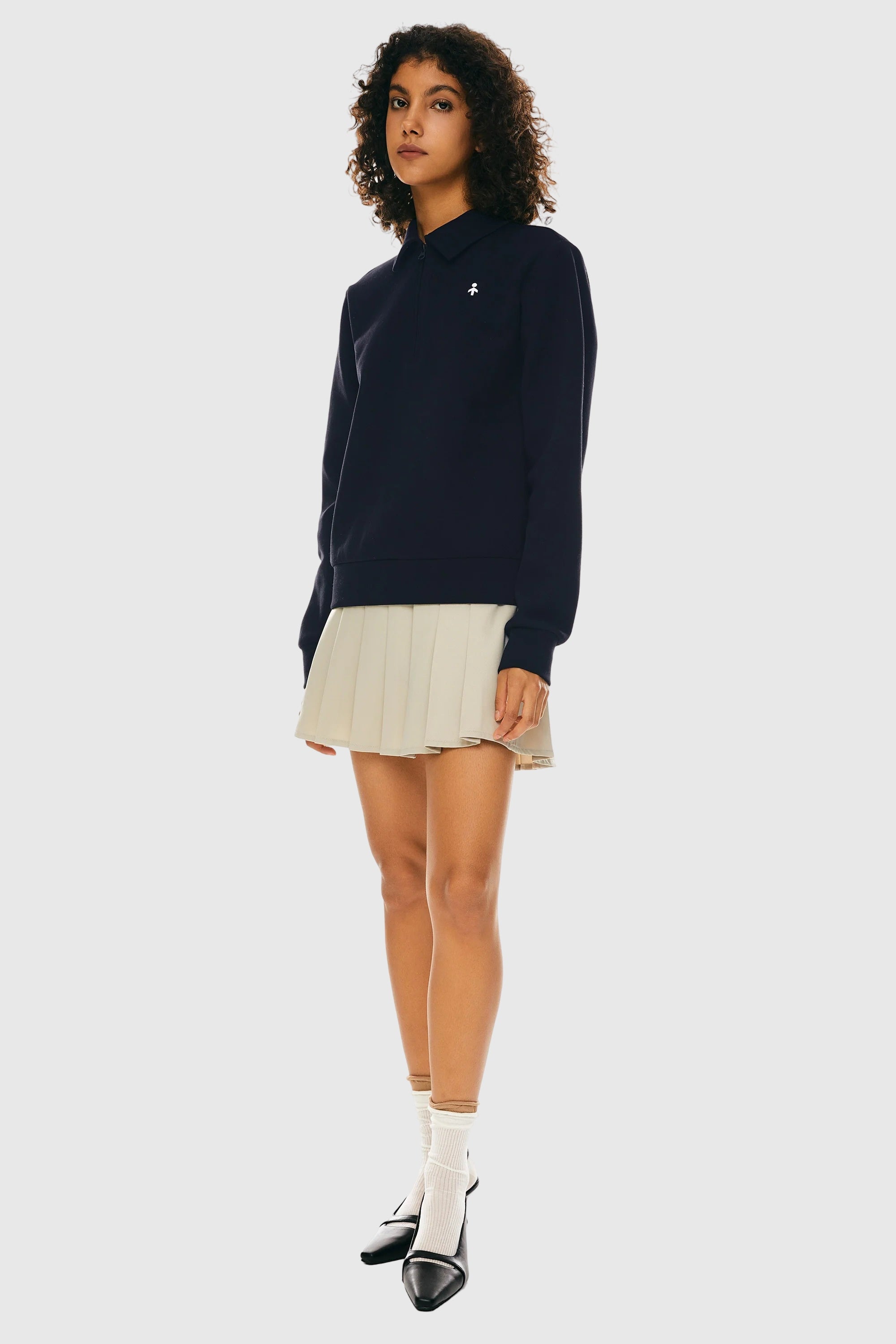 Long Sleeve Polo Sweatshirt Half Zip #color_navy