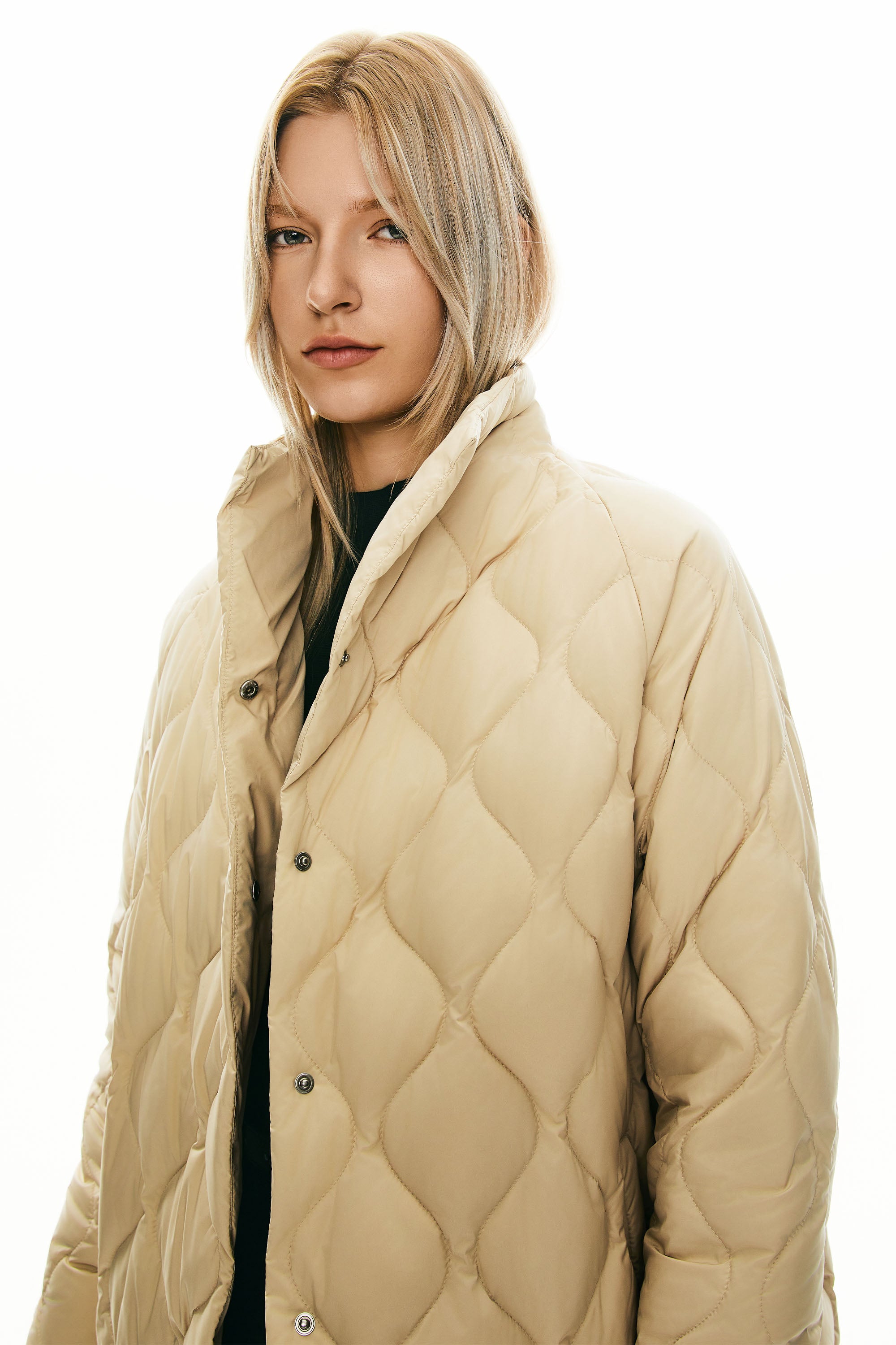 Orolay Oversized Quilted Puffer Jacket Lightweight with Pockets #color_khaki