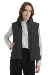 OROLAY Cropped Puffer Vest Zip Up Lightweight #color_black