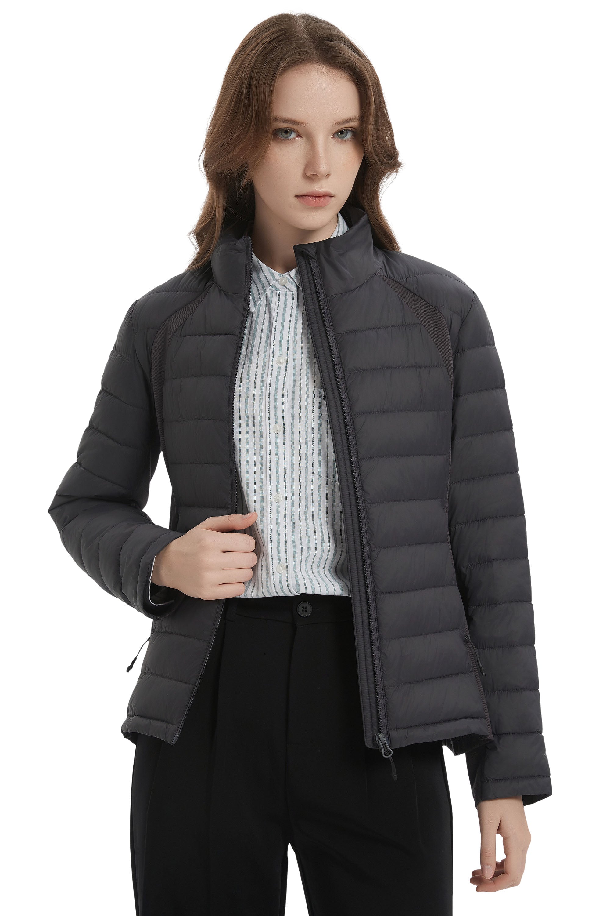 Orolay Lightweight Insulated Quilted Puffer Coats Breathable #color_darkgray