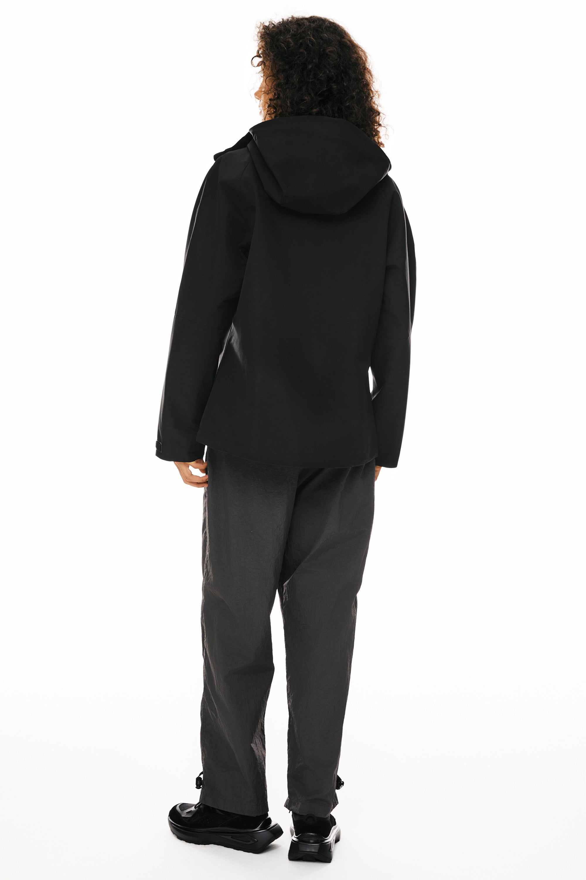 OROLAY Zip Up Rain Jacket Lightweight Hooded Windbreaker #color_black