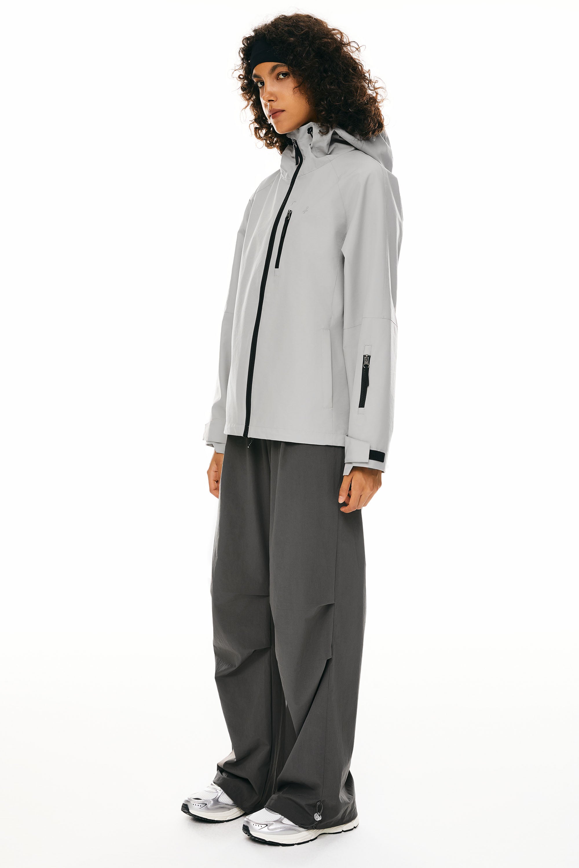 OROLAY Zip Up Rain Jacket Lightweight Hooded Windbreaker #color_gray