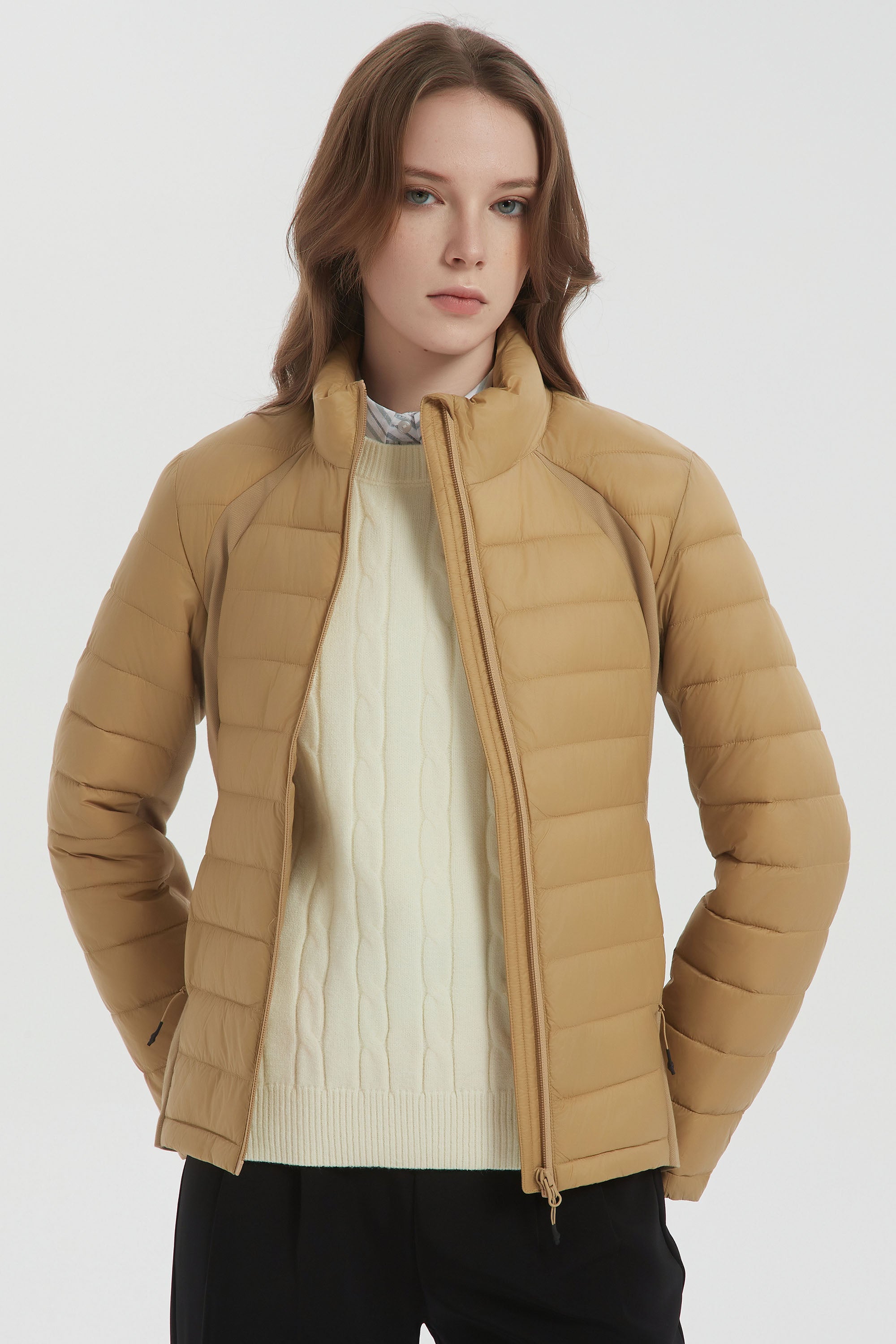 Orolay Lightweight Insulated Quilted Puffer Coats Breathable #color_Khaki