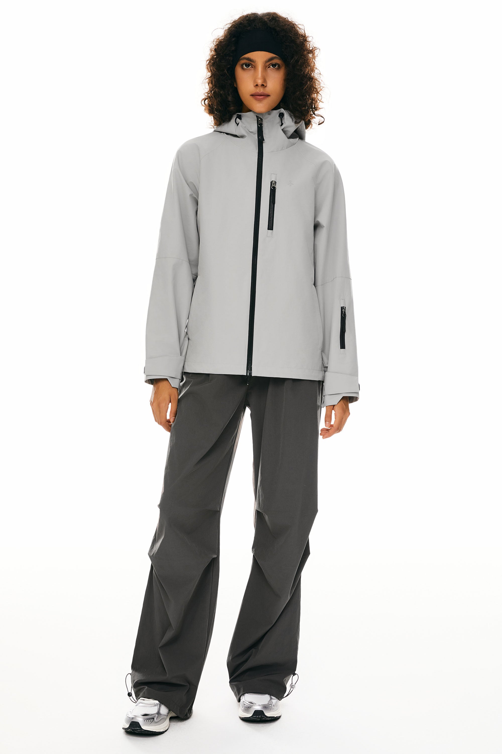 OROLAY Zip Up Rain Jacket Lightweight Hooded Windbreaker #color_gray