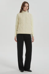 OROLAY Cropped Puffer Vest Zip Up Lightweight #color_beige