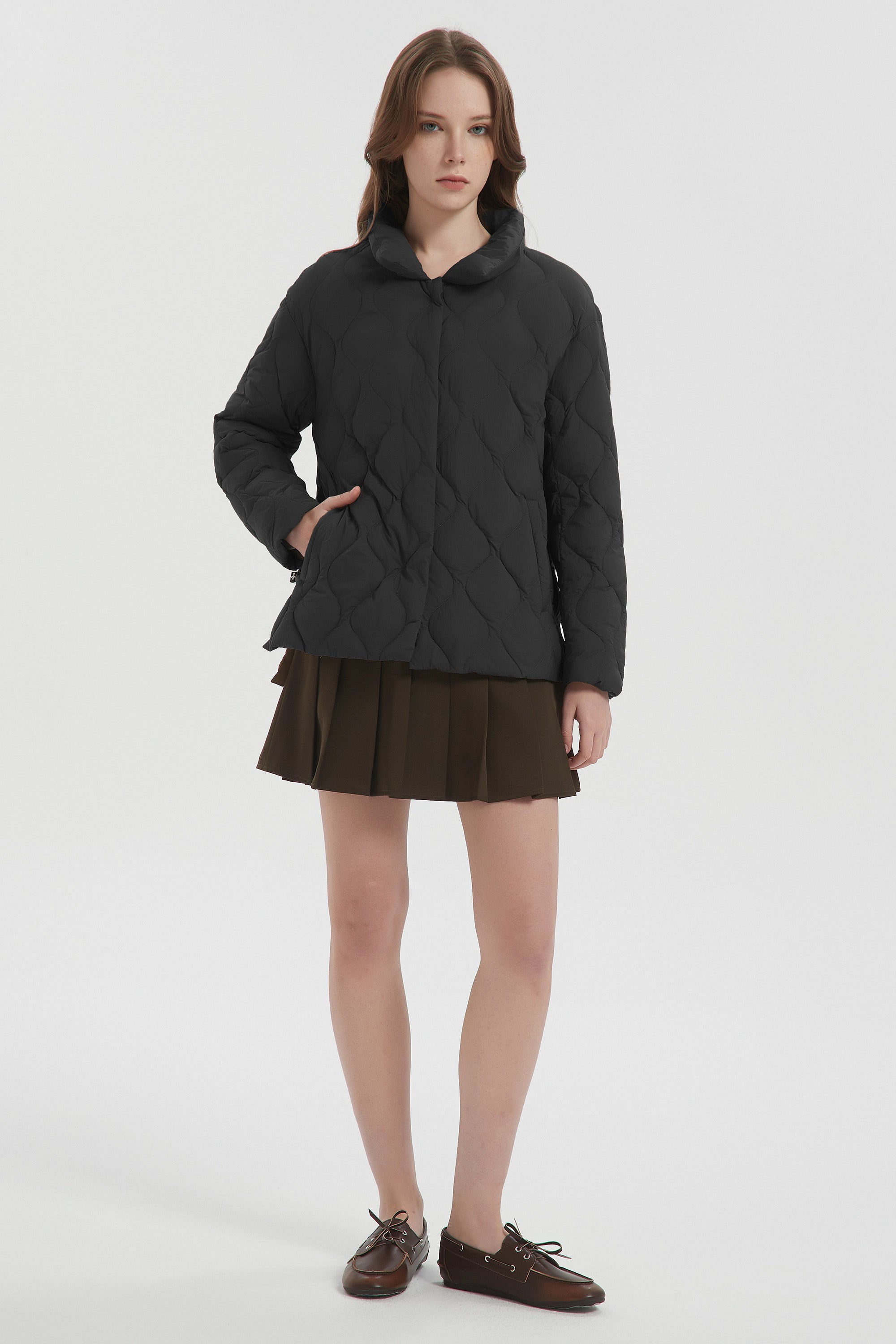 Orolay Oversized Puffer Jacket Lightweight Quilted #color_black