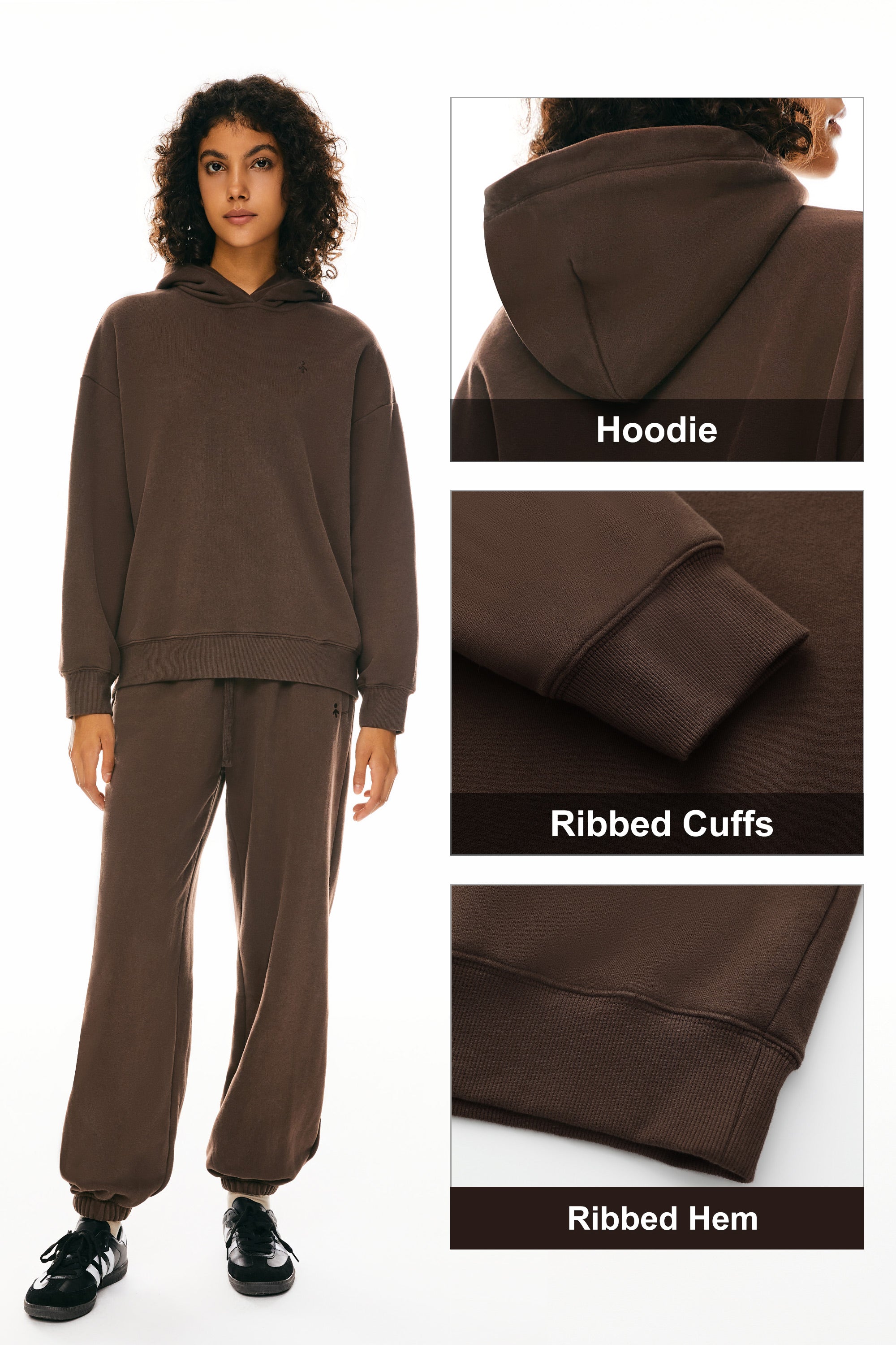 Orolay Fleece Hoodie Sweatshirt Long Sleeve Oversized #color_brown