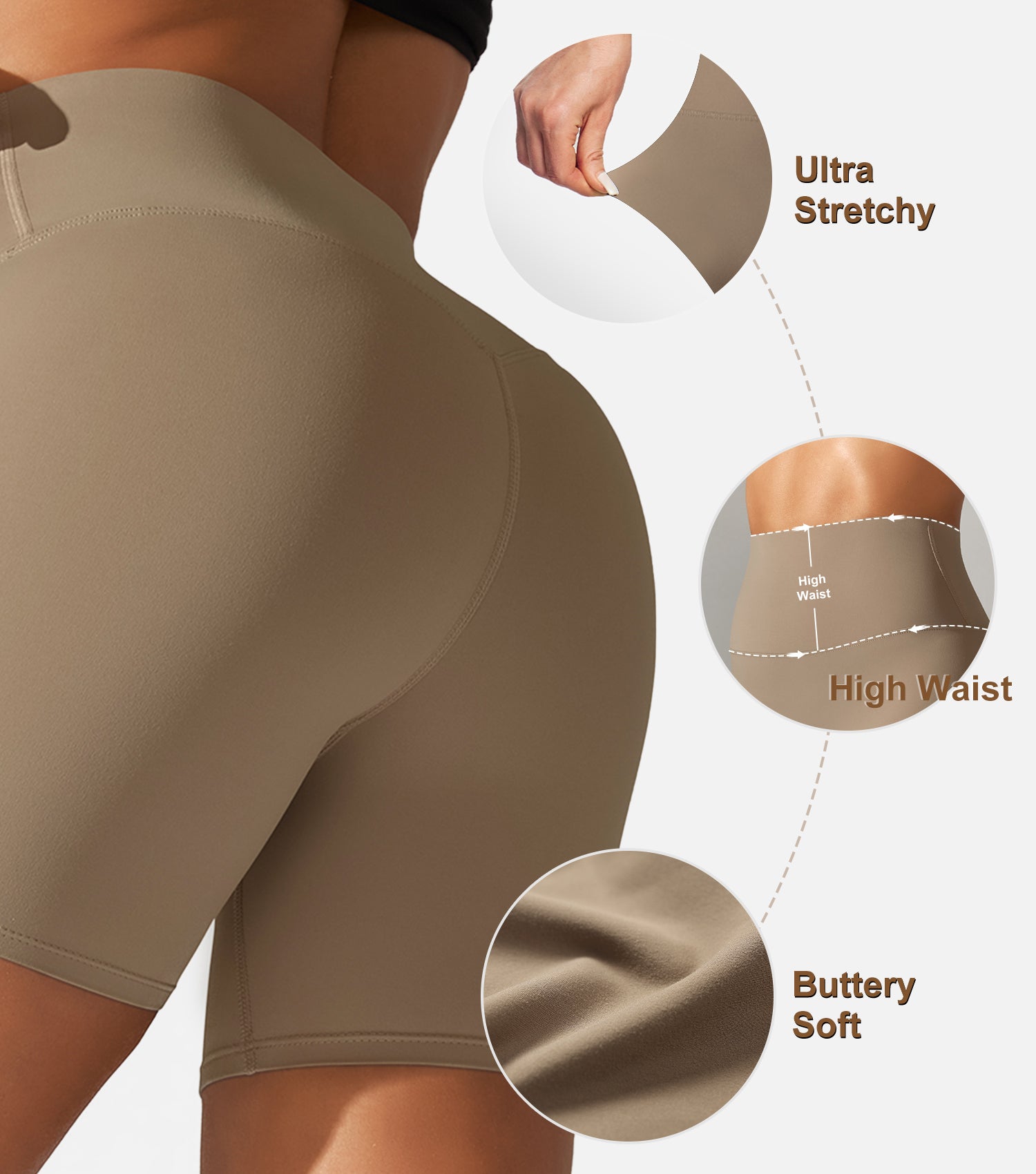 Orolay-Naked Feeling Biker Shorts-Naked Feeling Biker Shorts - Orolay, #color_Khaki