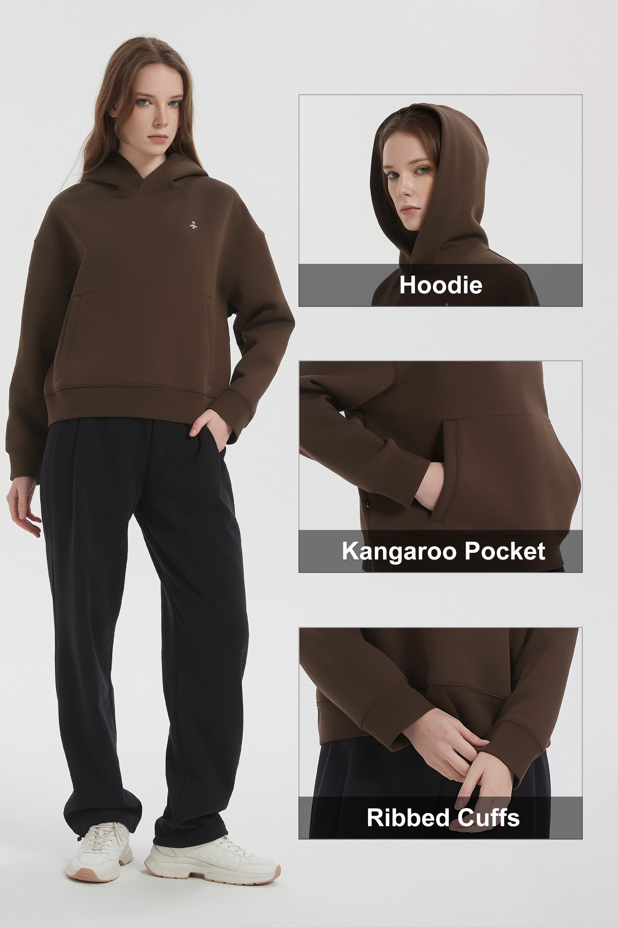 Orolay Causal Hoodies Pullover with Pocket #color_dark brown