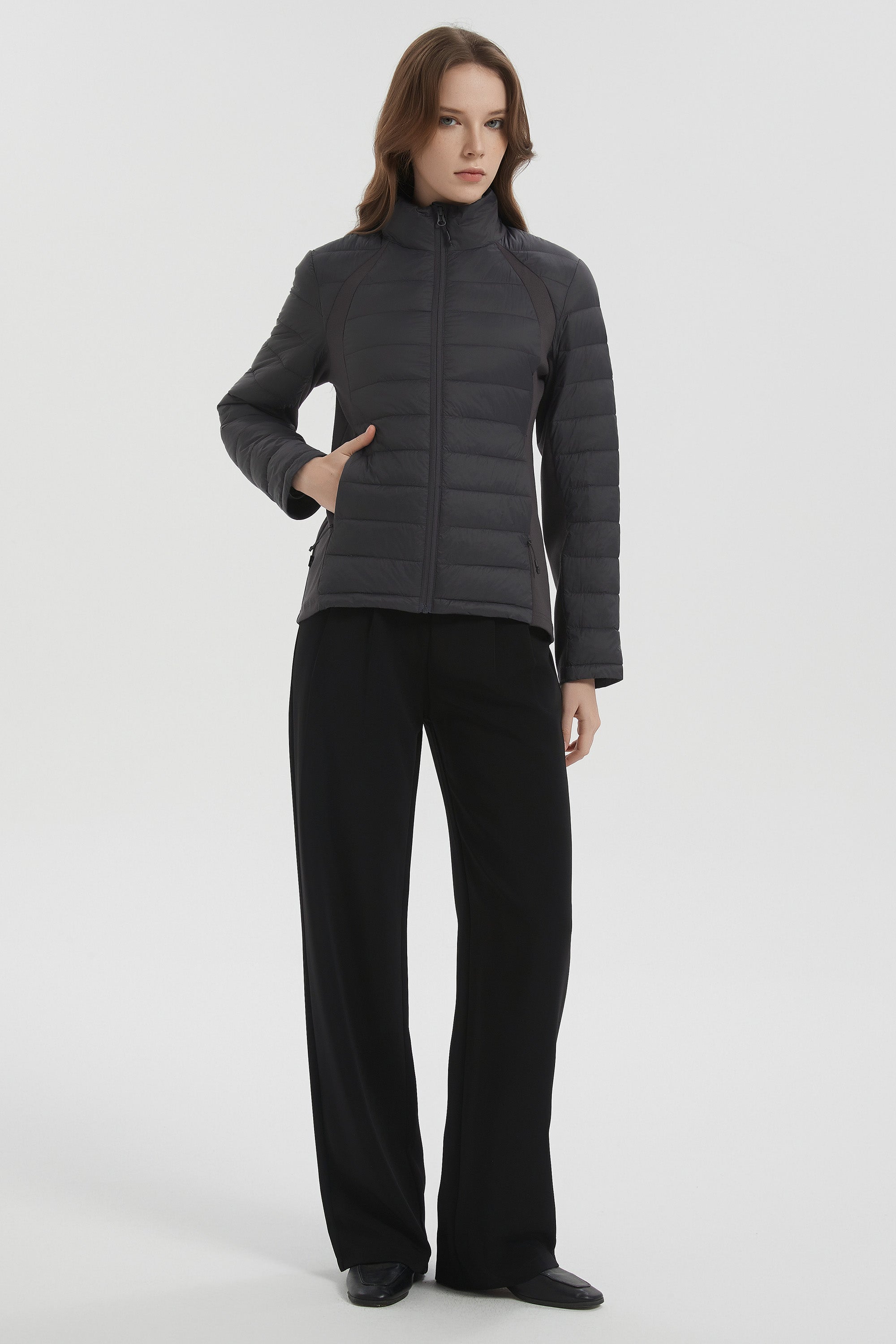 Orolay Lightweight Insulated Quilted Puffer Coats Breathable #color_darkgray