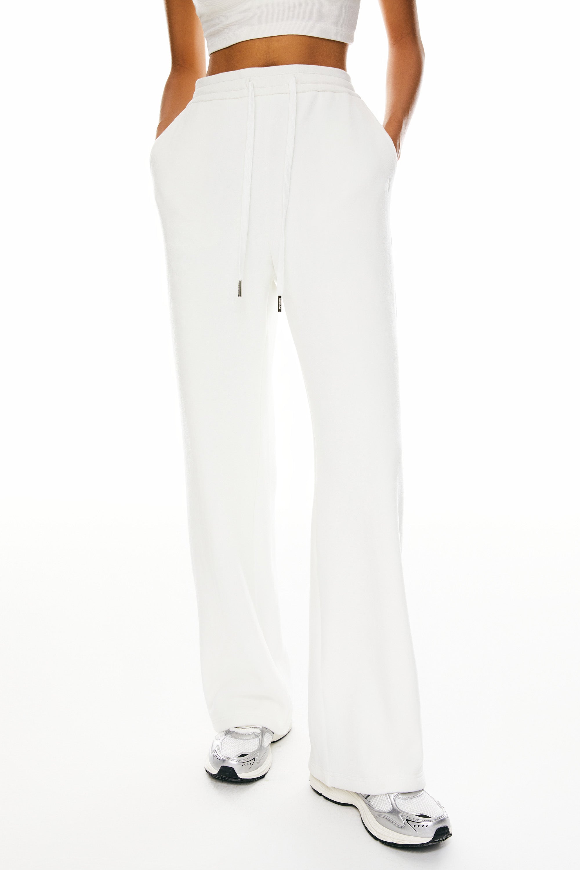 Orolay Fleece Straight Leg Sweatpants #color_white