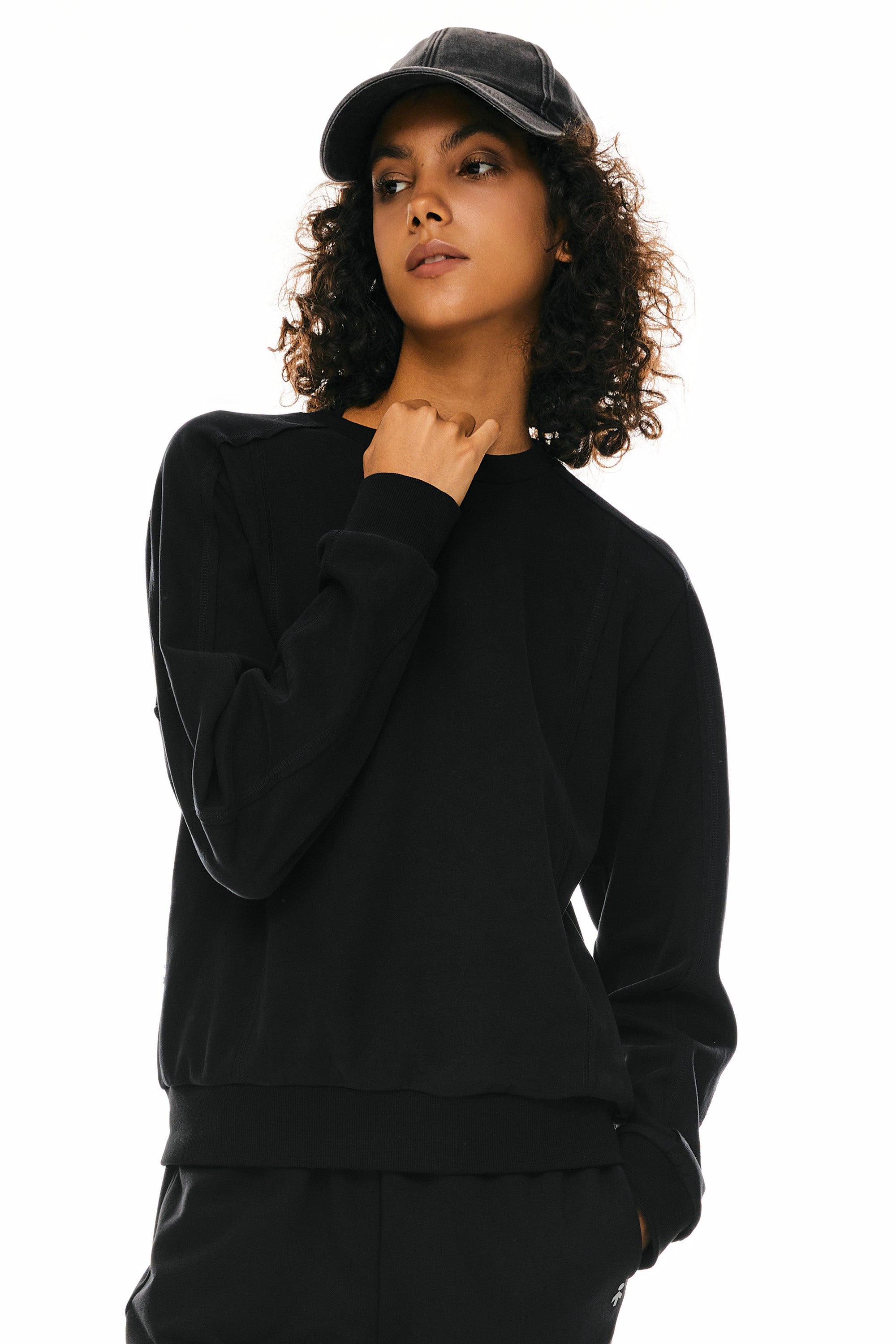 Orolay Casual Crewneck Sweatshirts Long Sleeve #color_black