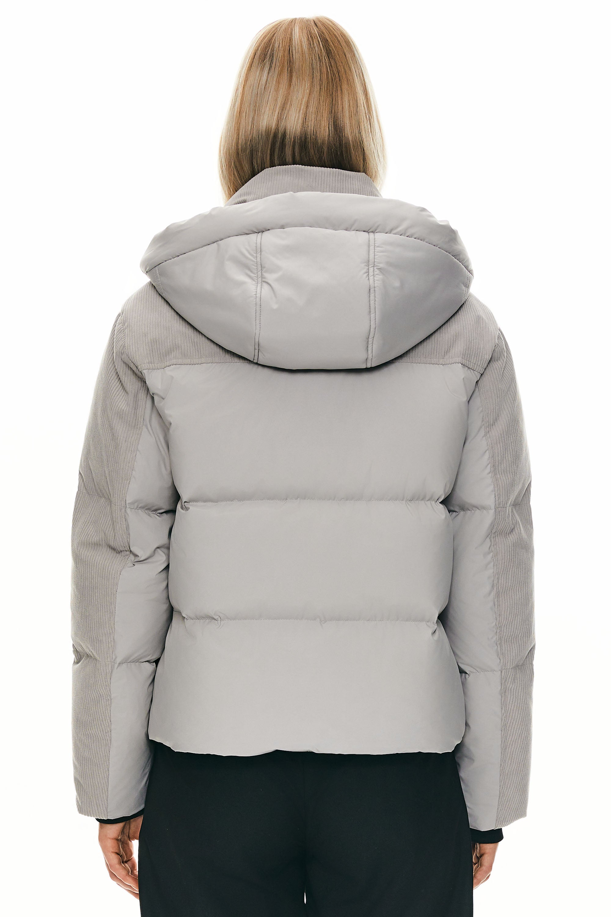 Orolay Cropped Puffer Jacket Winter Hooded #color_gray