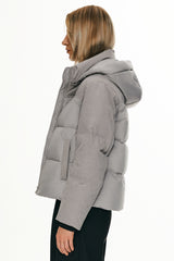 Orolay Cropped Puffer Jacket Winter Hooded #color_gray