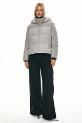 Orolay Cropped Puffer Jacket Winter Hooded #color_gray