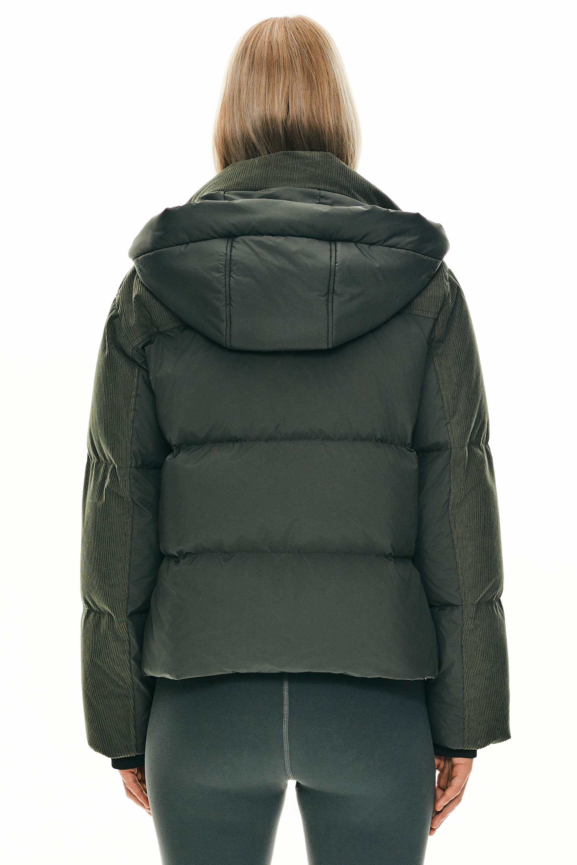 Orolay Cropped Puffer Jacket Winter Hooded #color_dark green