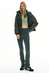 Orolay Cropped Puffer Jacket Winter Hooded #color_dark green