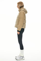Orolay Cropped Puffer Jacket Winter Hooded #color_khaki