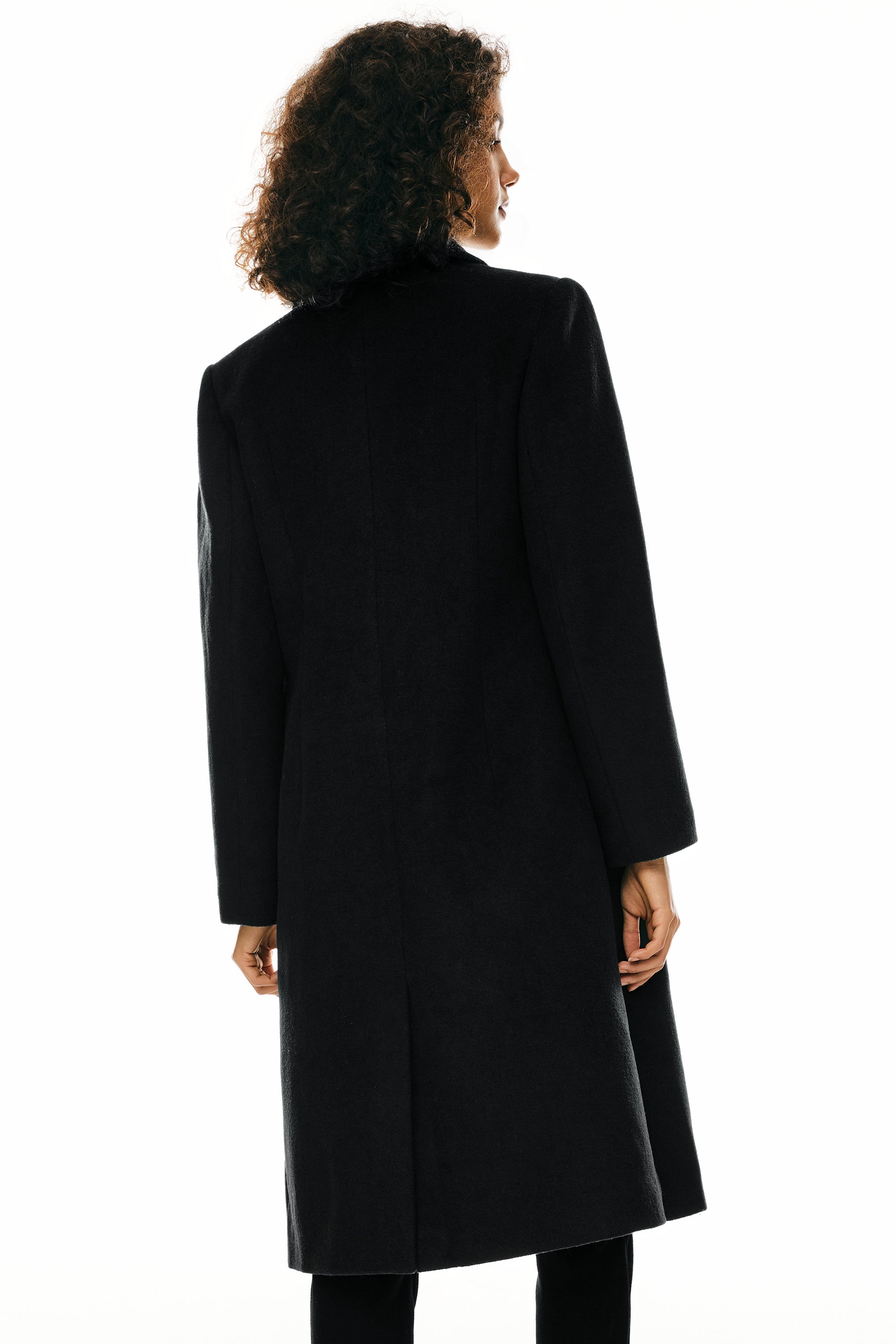 Orolay Double Breasted Pea Wool Coat #color_black