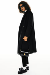 Orolay Double Breasted Pea Wool Coat #color_black