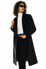 Orolay Double Breasted Pea Wool Coat #color_black