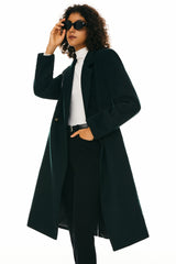 Orolay Double Breasted Pea Wool Coat #color_dark green