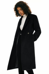 Orolay Double Breasted Pea Wool Coat #color_black