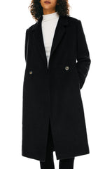 Orolay Double Breasted Pea Wool Coat #color_black