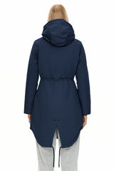 Parka-Drawstring Waist Fleece - Lined Parka - Orolay, #color_navy