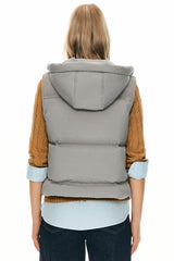 Orolay Hooded Puffer Down Vest Cropped Zip Up Lightweight #color_Gray