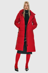 Knee Length Thickened Down Jacket - Orolay, #color_Racing Red