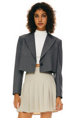Orolay Long Sleeve Cropped Blazer Casual Business #color_gray