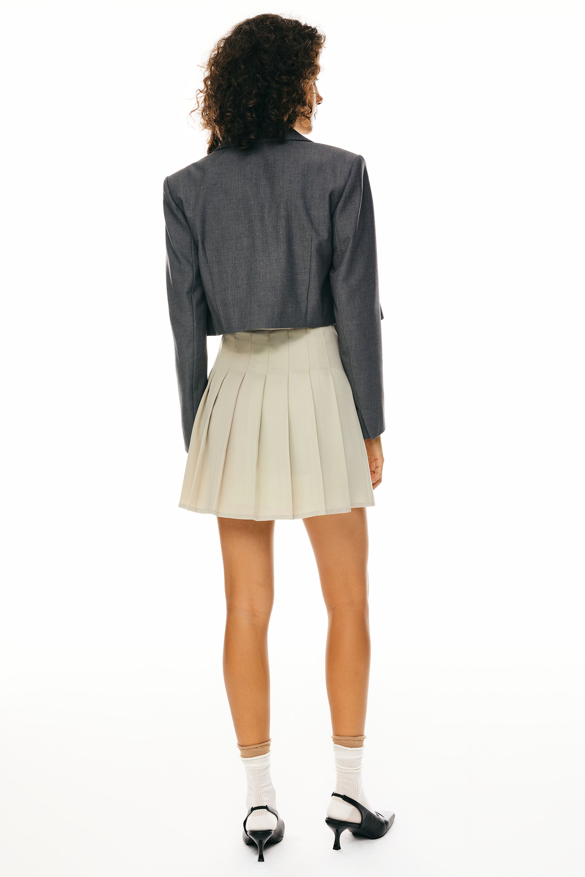 Orolay Long Sleeve Cropped Blazer Casual Business #color_gray