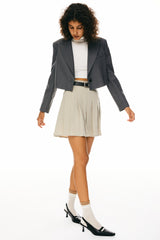 Orolay Long Sleeve Cropped Blazer Casual Business #color_gray