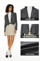 Orolay Long Sleeve Cropped Blazer Casual Business #color_gray